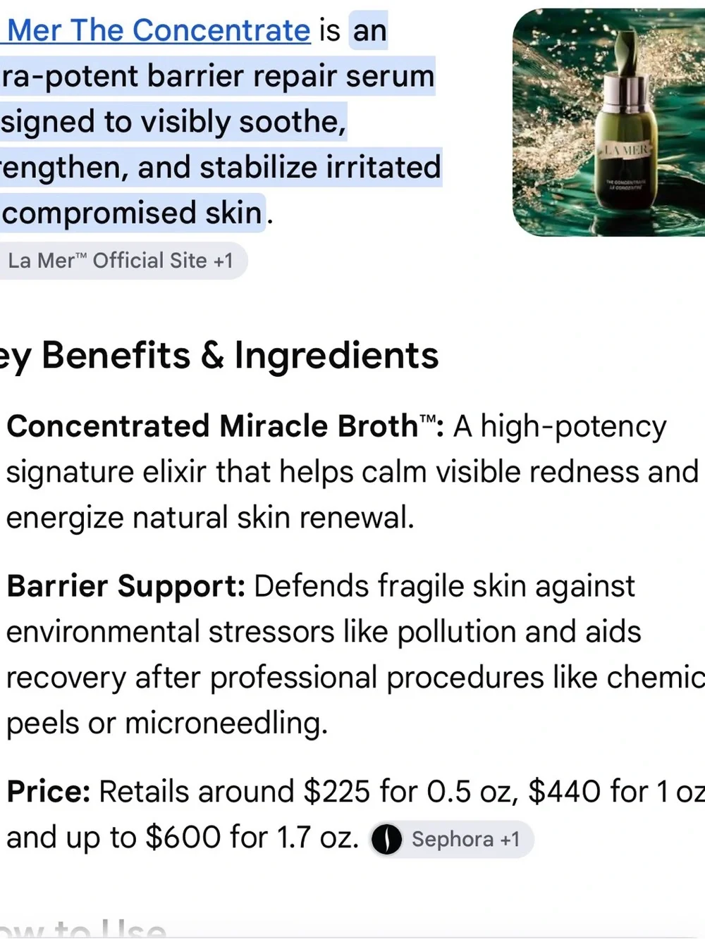 La Mer concentrated skincare